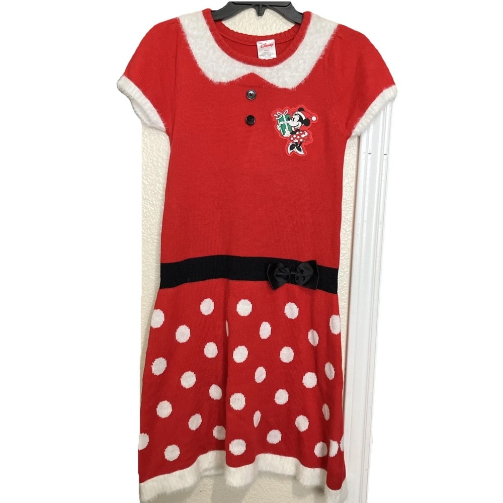 Disney Minnie Mouse Girls XL (14-16) Red Sweater Dress Party‎ Christmas Holiday
